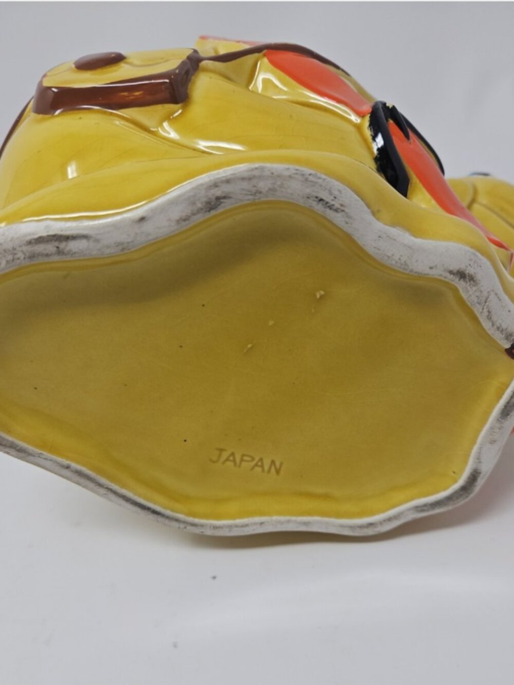 Vintage 1970 Cookie Jar Smiling Snail Suitcase Luggage Japan Harvest Gold Orange - Picture 7 of 9